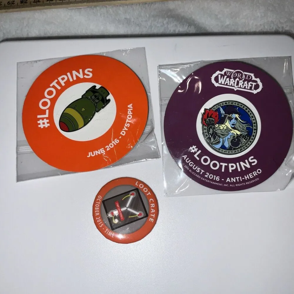 WorldWarcraft & Dystopia Lootpins Crate Exclusive Aug. 2016, June 2016, OCT 2015